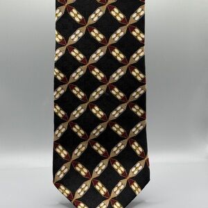Nautica Black and Gold Geometric 100% Silk Men's Tie